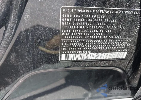 2021 Volkswagen Tiguan 2.0T S from USA, damaged, VIN 3VV1B7AX7MM116609